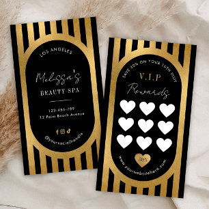 Elegante schwarze & goldene Streifen Haar-Brauen-W Treuekarte