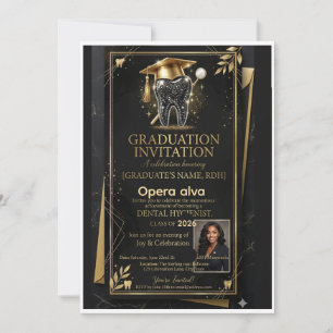 Elegante schwarze & goldene Zahnreinigungshygienik Einladung