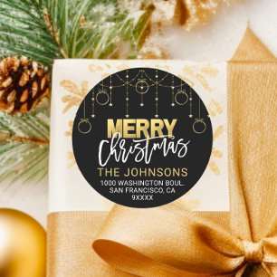 Elegante schwarze GoldFunkeln spielen Runder Aufkleber