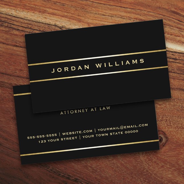 Elegante schwarze Goldgradientengrenzen beruflich Visitenkarte (Elegant black business card with golden gradient borders)