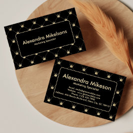 Elegante schwarze Goldkronen-Muster Professional Visitenkarte