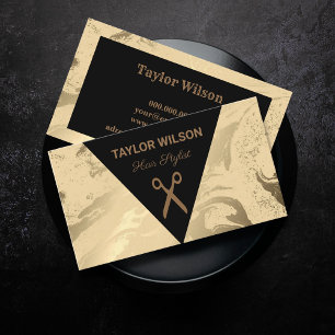 Elegante schwarze goldmarmor Friseur Visitenkarte