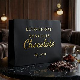 Elegante schwarze Goldschrift Schokolade Große Geschenktüte