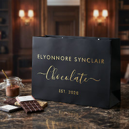 Elegante schwarze Goldschrift-Schokolade Große Geschenktüte