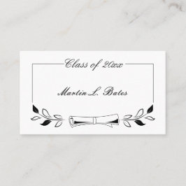 Elegante Schwarze Graduate Name Cards einfügen Telefonnummerkarte