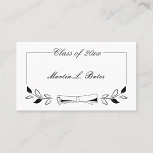 Elegante Schwarze Graduate Name Cards einfügen Telefonnummerkarte