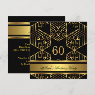 Elegante schwarze Herren-Geburtstagsfeier mit gold Einladung