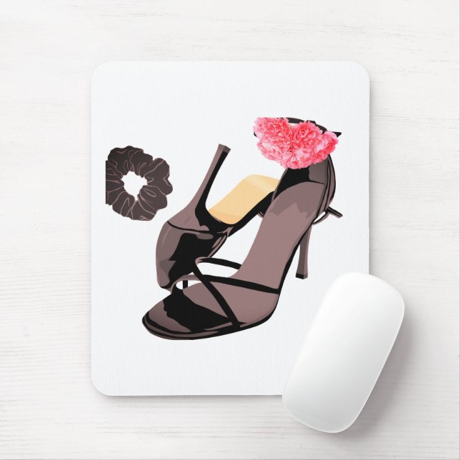 Elegante schwarze High Heels & Nelken-Kunst – Klas Mousepad (Mit Mouse)