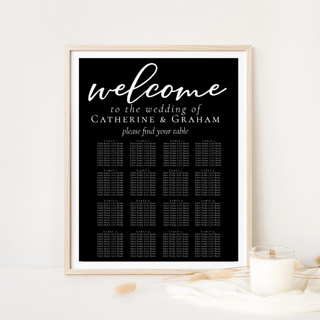 Elegante Schwarze Hochzeit 16 Tafelsitzdiagramm Poster (Von Creator hochgeladen)