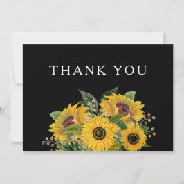 Elegante Schwarze Hochzeit Dankeskarte