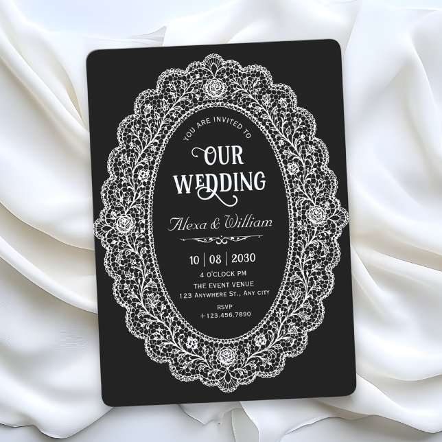 Elegante schwarze Hochzeit Einladung (Von Creator hochgeladen)