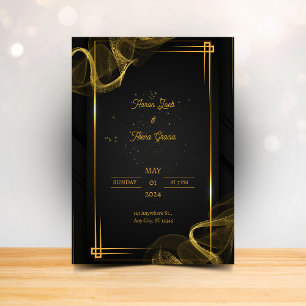 Elegante Schwarze Hochzeit - Einladung zur Mittern