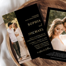 Elegante schwarze Hochzeit mit Goldfolie und zwei