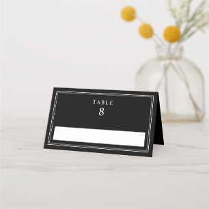 Elegante schwarze Hochzeit Platzkarte