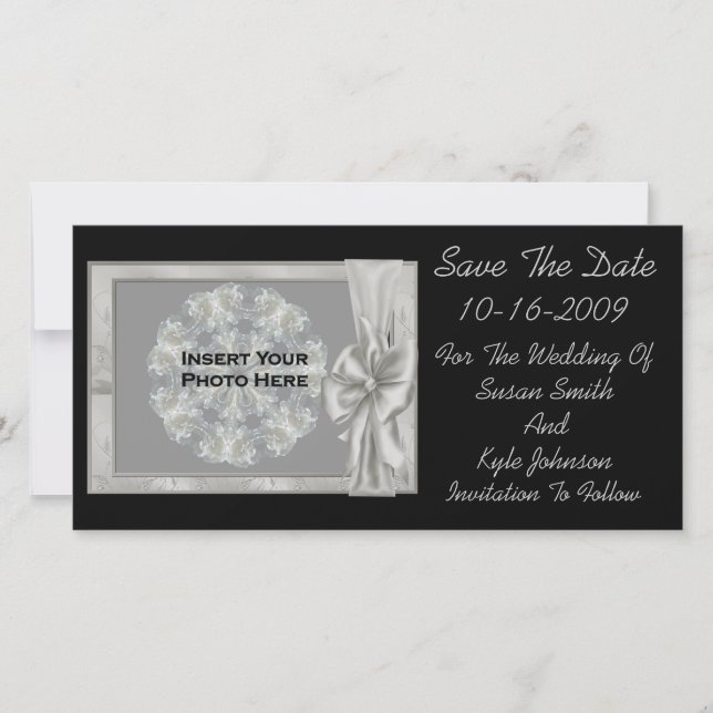 Elegante Schwarze Hochzeit speichert die Datumskar Save The Date (Vorderseite)