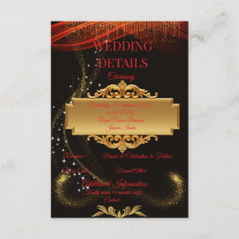 Elegante schwarze Hochzeitsdetailskarte GOLD-DESIG Begleitkarte