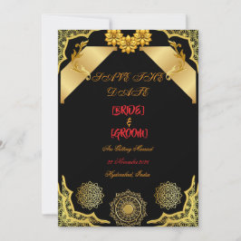 Elegante schwarze Hochzeitseinladung im Ornat-Stil Save The Date