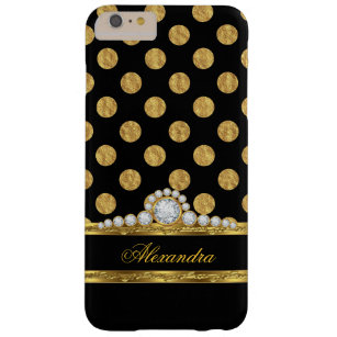 Elegante schwarze Imitat-Diamant-Goldfolie Barely There iPhone 6 Plus Hülle