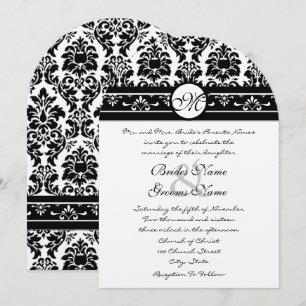 Elegante Schwarze Imitate graviert BlumenDamaskus  Einladung