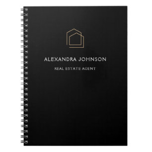 Elegante Schwarze Immobilien Notizblock