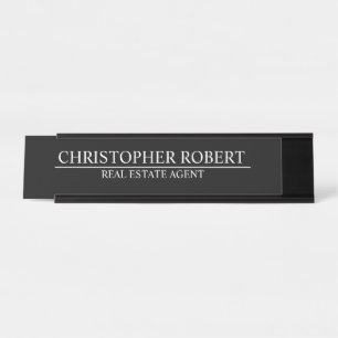 Elegante Schwarze Immobilien Schreibtischnamensplakette