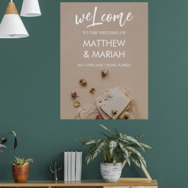 Elegante Schwarze Kalligrafie Blumenzettel Willkom Poster