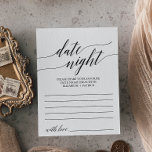 Elegante Schwarze Kalligrafie Date Night Idea Postkarte<br><div class="desc">Diese eleganten,  schwarzen Kalligrafiekarten sind die perfekte Wahl für einen einfachen Hochzeitsempfang oder ein Brautparty. Das neutrale Design besticht durch eine minimalistische Karte,  die mit romantischer und skurriler Typografie dekoriert ist. Datum Jar Zeichen wird separat verkauft.</div>