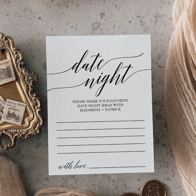 Elegante Schwarze Kalligrafie Date Night Idea Postkarte (Von Creator hochgeladen)