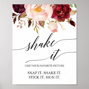 Elegante schwarze Kalligrafie Floral Shake It Sign Poster