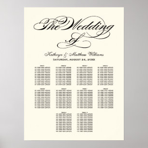Elegante schwarze Kalligrafie-Hochzeitssattelkarte Poster