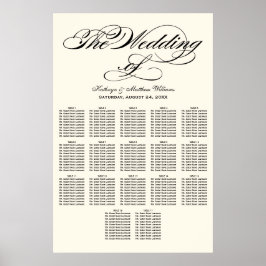 Elegante schwarze Kalligrafie-Hochzeitssattelkarte Poster