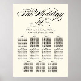 Elegante schwarze Kalligrafie-Hochzeitssattelkarte Poster