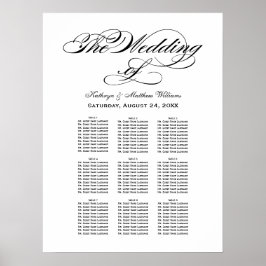 Elegante schwarze Kalligrafie-Hochzeitssattelkarte Poster