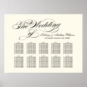 Elegante schwarze Kalligrafie-Hochzeitssattelkarte Poster