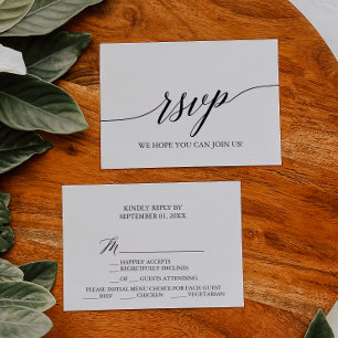 Elegante schwarze Kalligrafie‑Menüauswahl RSVP‑Kar RSVP Karte