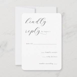 Elegante schwarze Kalligrafie RSVP Karte
