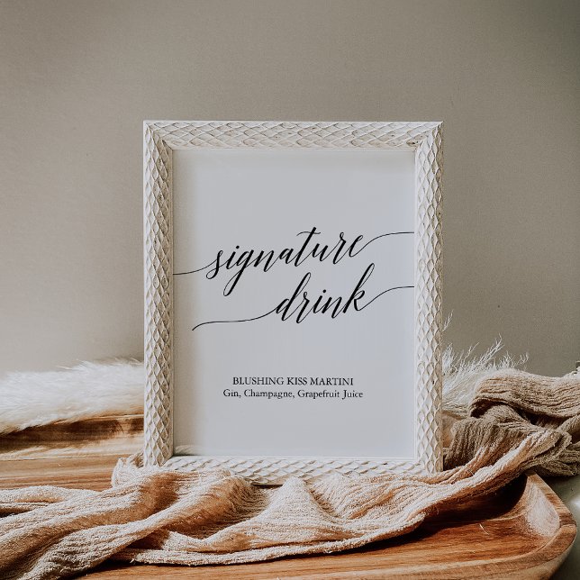 Elegante schwarze Kalligrafie Signature Drink-Zeic Poster (Von Creator hochgeladen)