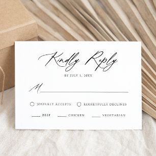 Elegante Schwarze Kalligrafie - Wahl der Gerichte  RSVP Karte