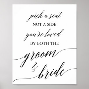 Elegante Schwarze Kalligrafie Wählen Sie ein Sitzz Poster