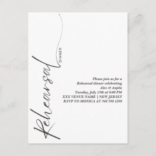 Elegante schwarze Kalligrafie Weiße Minimal Probe Postkarte