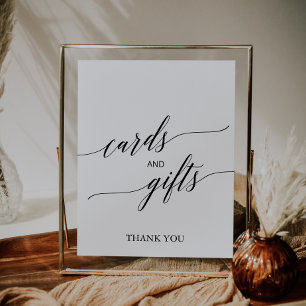 Elegante schwarze Kalligrafiekarten und Geschenkes Poster