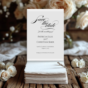 Elegante Schwarze Kalligraphie Save the Date Einla Einladung