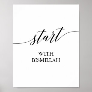 Elegante Schwarze Kalligraphie starten mit Bismill Poster