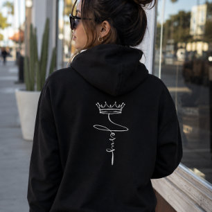 Elegante schwarze Kapuzenjacke 'Jesus' Krone moder Hoodie