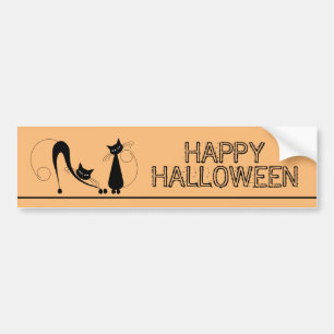 Elegante schwarze Katze, Frohes Halloween Autoaufkleber