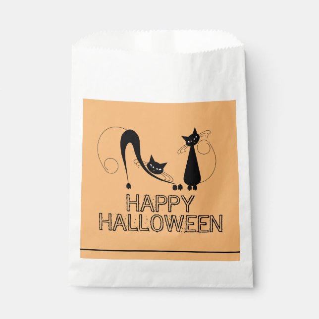 Elegante schwarze Katze, glückliches Halloween Geschenktütchen (Vorderseite)