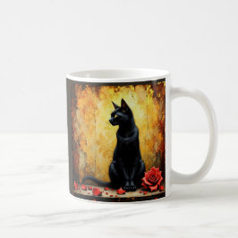 Elegante schwarze Katze Kaffeetasse