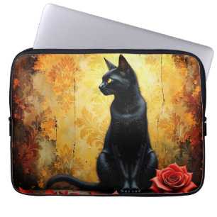 Elegante schwarze Katze Laptopschutzhülle