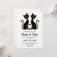 Elegante schwarze Katzen-Hochzeitseinladung