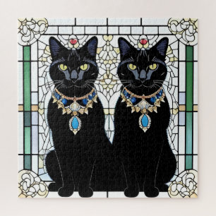 Elegante schwarze Katzen mit Schmuck Puzzle